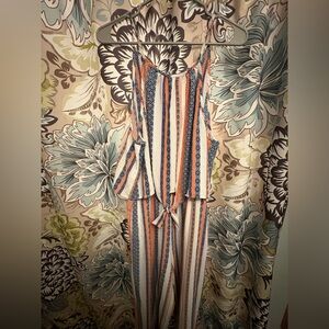 Striped Jumpsuit with Tie Waist